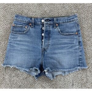 Levi's Premium Ribcage Denim Cut-Off Shorts Womens Size 27 Blue Urban Oasis Wash